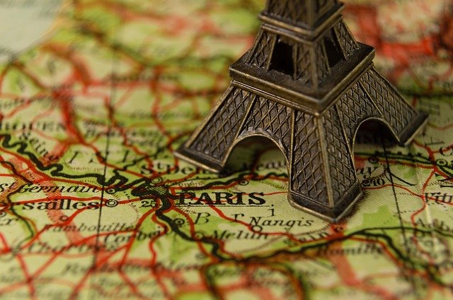 Carte de la France centré sur sa capitale.